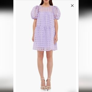 NWT English Factory Gridded Puff Sleeve Dress